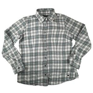 Noble Outfitters Womens Plaid Shirt L Cotton Flannel Western Outdoor Grey‎ Blue